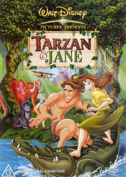 《泰山与珍妮 Tarzan & Jane》２００２年７月２３日，，迪士尼电视电影版卡通，Disney Television Animation制作，DTV（直接发行影音产品），长篇剧情总集动画片，后剪辑为TV动画第二季３集。由迪士尼第３７部经典动画《人猿泰山》衍生剧情，迪士尼TV动画《泰山》（The Legend of Tarzan）的电影版，系列第２部