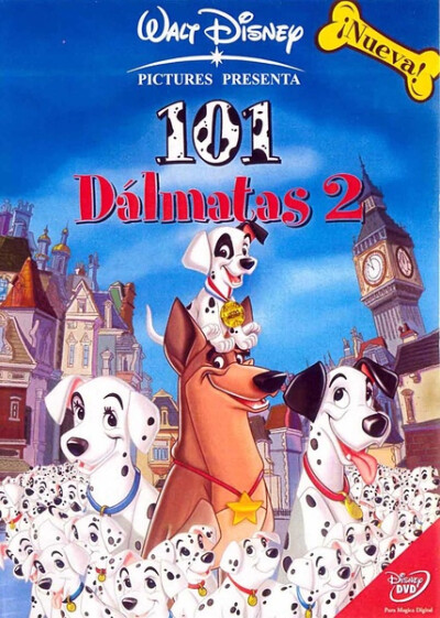 《101忠狗续集：伦敦大冒险 101 Dalmatians II: Patch's London Adventure》２００３年１月２１日，迪士尼电影版卡通，DisneyToon工作室制作，DTV（直接发行影音产品），长篇剧情动画片。由迪士尼第１７部经典动画《…