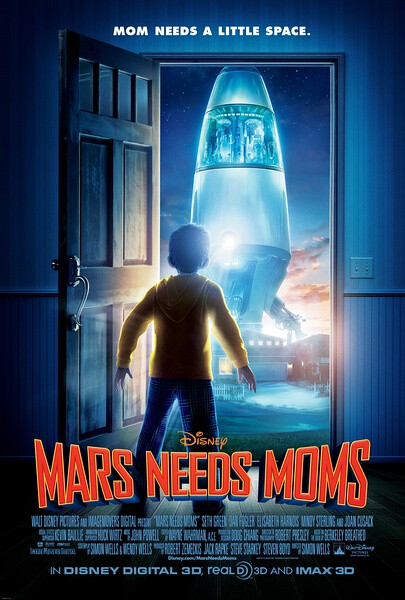 《火星需要妈妈 Mars Needs Moms!》２０１１年３月１１日，Robert Zemeckis的 ImageMovers Digital 工作室以动作捕捉技术制作，长篇剧情３Ｄ动画片