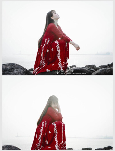 连衣长裙红