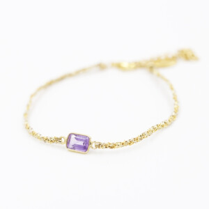 美国sogoli 紫水晶浅金色带闪棉线镀金链条幸运编织手链 现货