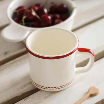 猪猪美家出口日本创意搪瓷杯咖啡杯搪瓷水杯搪瓷早餐牛奶杯杯子