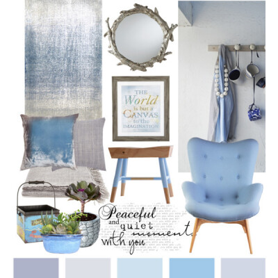 Sky blue & Gray : A home decor collage from June 2014