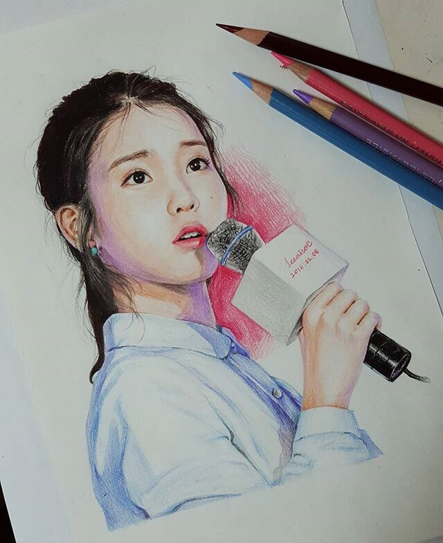 IU 李智恩 一位IU粉丝的手绘彩铅画