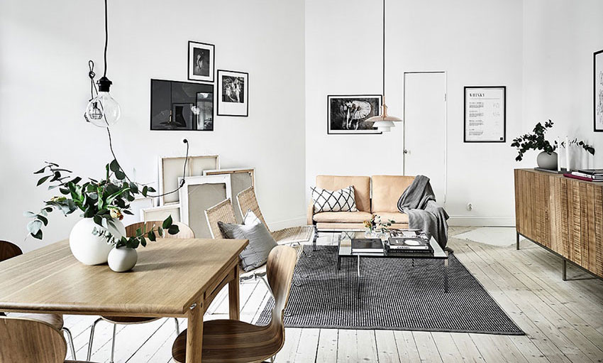 【迷人的瑞典白色】购买家具时，除了挑选造型样式，顏色搭配也时常令人伤透脑筋？不如参考看看 Malin Simson Interior 的这间白色小公寓，从厨具、衣柜到置物架全部都是白色，搭配在由白色天花板、白色墙壁、浅米白木地板构成的空间中，显得明亮又开阔。尤其，这间公寓面积并不大，格局也不方正，利用全部同色系的规划技巧，使空间不会有被零碎切割的感觉，放大效果十足！