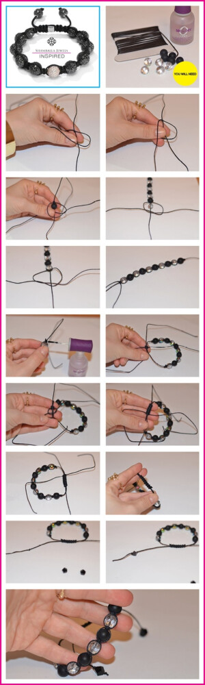 玻璃珠手绳手串编织教程图解