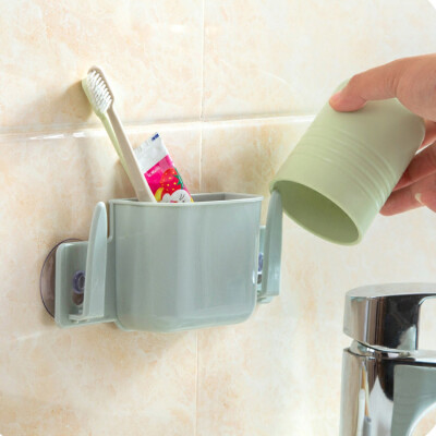 强力创意卫生间吸盘式洗漱架 创意可沥水多功能洗脸刷牙牙刷架