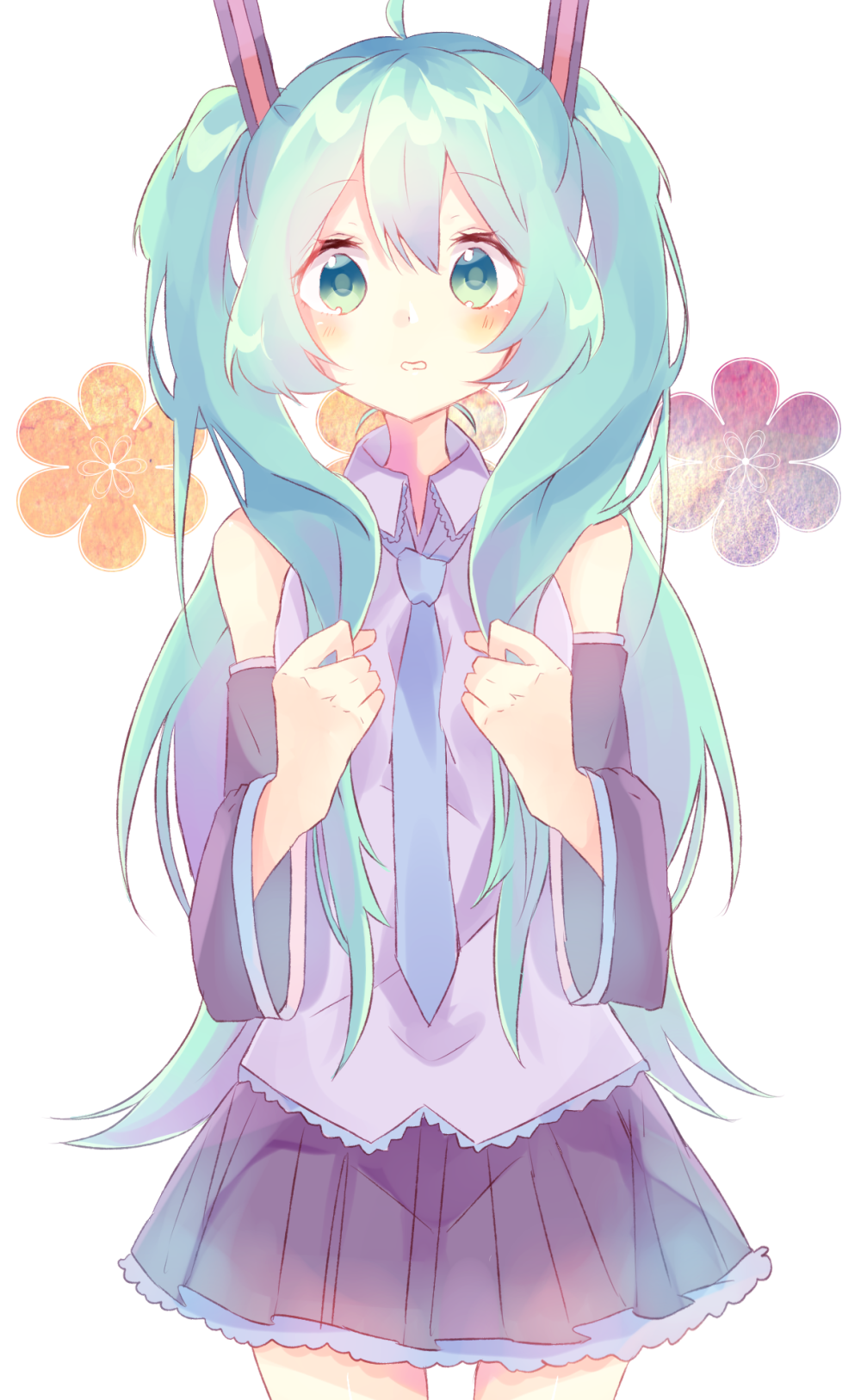 【id=49240369 画师：茶乃 标题：練習】初音未来，V家，VOCALOID，miku，P站，少女，插画，可爱，动漫