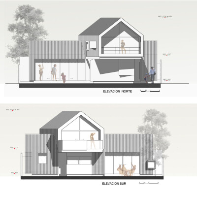 【积木般叠加的住宅】建筑师 GNP Arquitectos 在2015年完成了这个项目，位于智利大都市区，面积400平方米。这是一个建筑改造项目，其主要目的是创建一个主空间和一个占主导地位的花园（原来没有花园）。