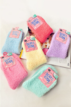 时间宠爱 2双装毛巾袜女中筒袜加厚地板毛绒袜秋冬纯色颜色随机