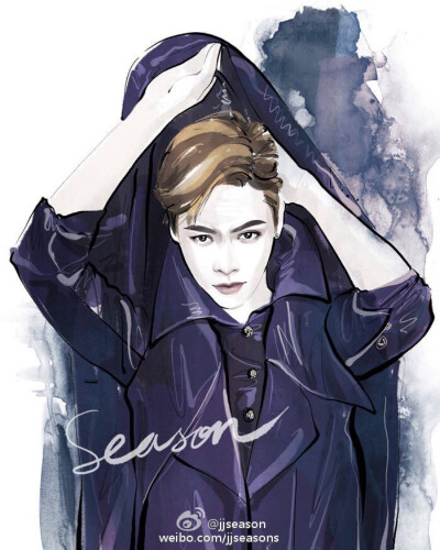 #jjseason插画# #时尚##season插画# --“暗黑男神”@William威廉陈伟霆 酷帅演绎 @时尚COSMO 6月刊单人网络限定版封面，摄影by陈漫。