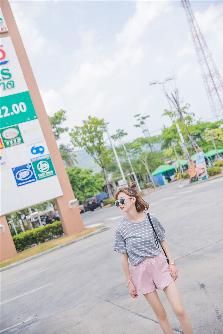 新品糖果色纯色跑步休闲家居服短裤街头运动松紧腰口袋裤子女热裤