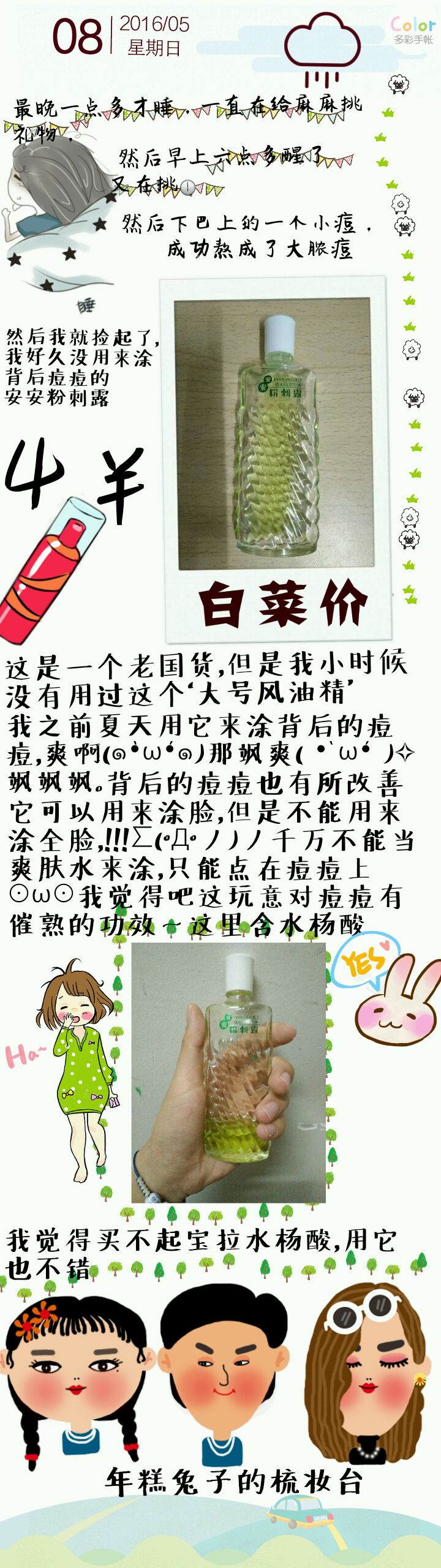 安安粉刺露( • ̀ω•́ )✧拿它涂后背，点在脸上的有痘痘的地方还真的满爽的(-ι_- )最重要的是便宜啊～推荐夏天使用