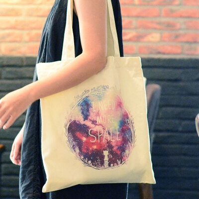 NULL原创帆布包单肩女包星空插画学生布袋子手提叠环保购物袋