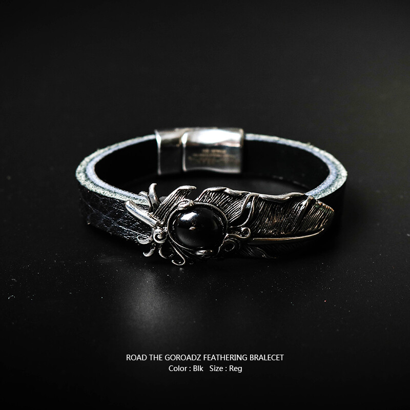 ROAD 2016 GOROADZ FEATHER BRACELET / 羽毛牛皮钛钢手镯男goros
