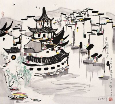 Wu Guanzhong's Landscape of Jiangnan | Chinese Painting | China Online Museum: