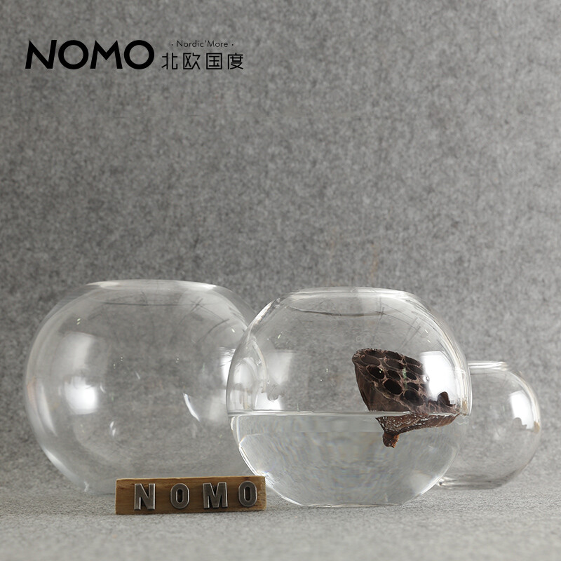 北欧国度 YOIK圆体透明玻璃花瓶花器 水培花器圆口玻璃鱼缸时尚
