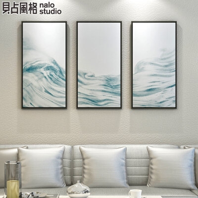 流沙 现代简约客厅装饰画抽象三联卧室床头挂画餐厅有框画玄关画