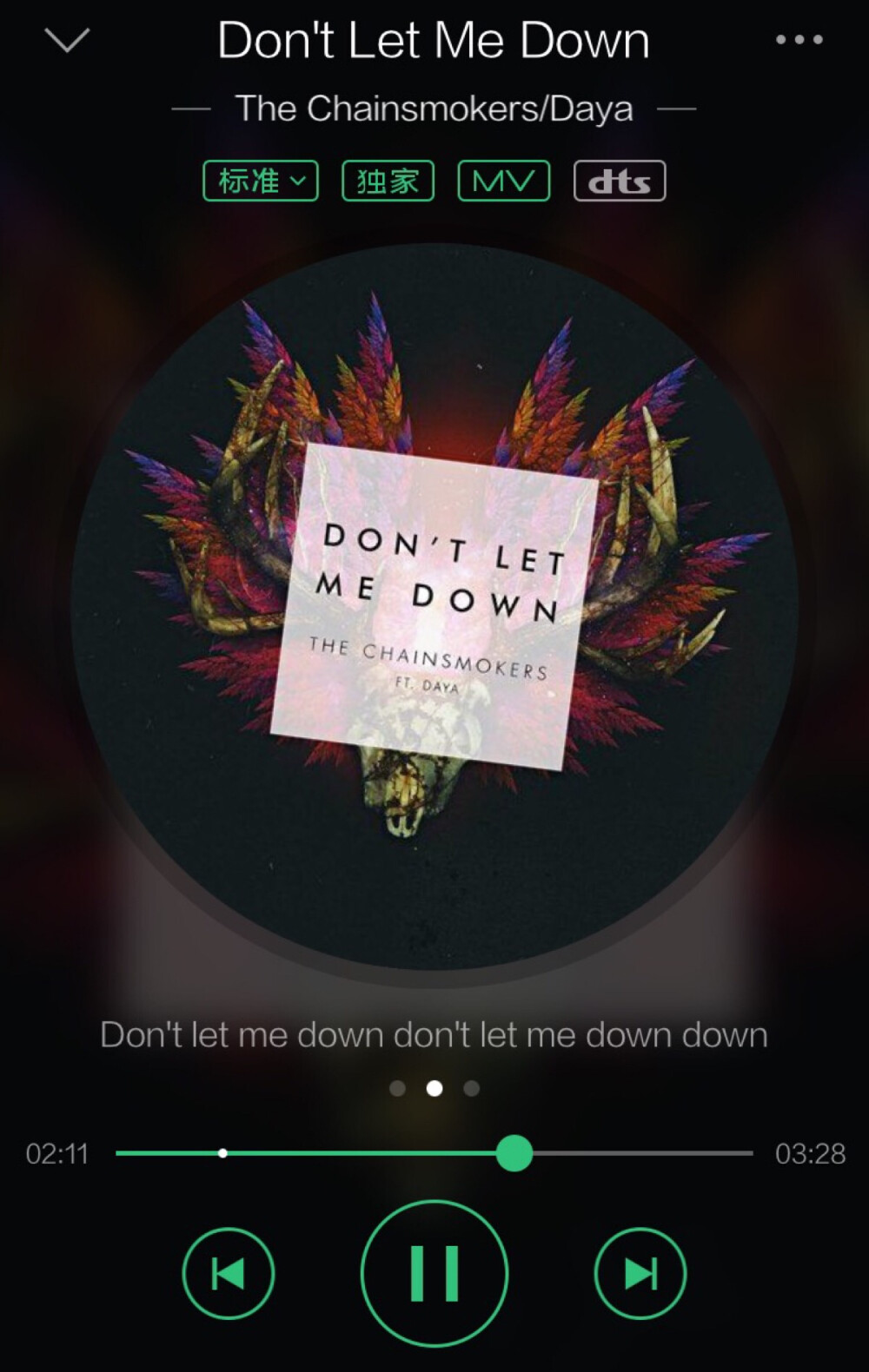 #音乐推荐#
名字：Don't let me down
歌手：The chainsmokers/Daya