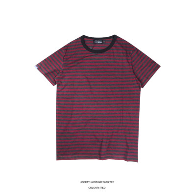 LK LIBERTY KOSTUME stripe tee 枣红色条纹短袖