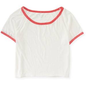 Aeropostale Sheer Ringer Crop Tee