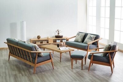 进口北美榉木沙发北欧宜家实木沙发简约现代客厅组合宜家布艺沙发