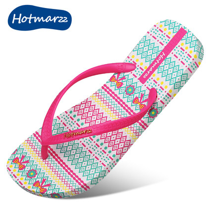 hotmarzz 夏季3D不对称女款人字拖鞋女平底防滑夹趾女凉拖沙滩鞋