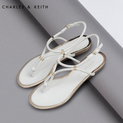 CHARLES&KEITH平底鞋 CK1-70960002 编织 女凉鞋人字拖