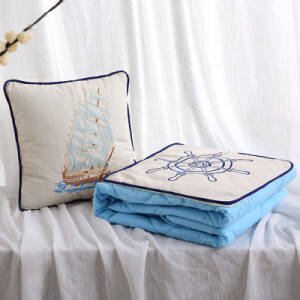 创意棉麻两用靠垫汽车抱枕被子办公室纯棉午睡毯沙发腰枕纯棉背靠