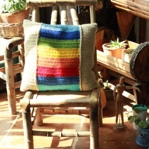 女管家的心事  乡村风复古手工钩花彩虹抱枕靠垫靠枕靠包车用腰枕