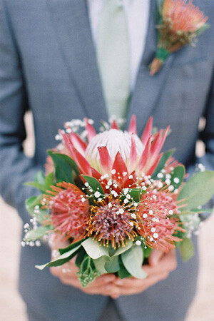 pincushion protea bridal bouquet brides of adelaide magazine