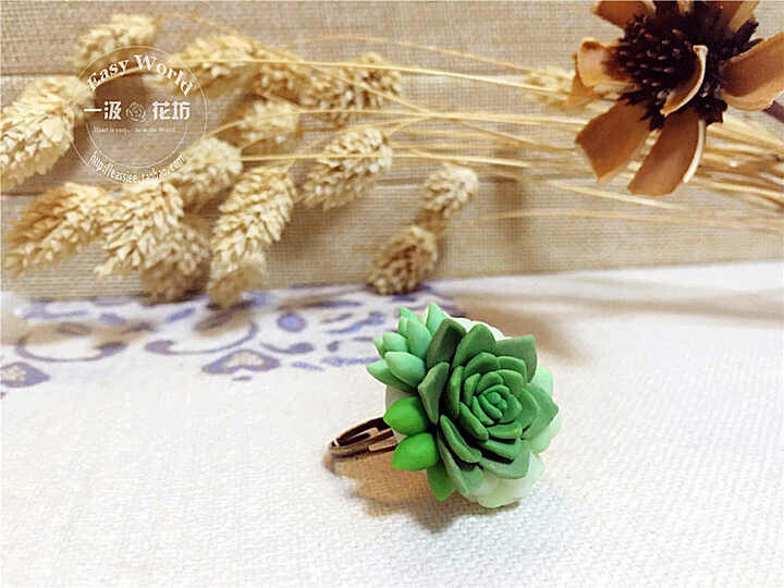 【一汲花坊】Easy原创•多肉植物手工软陶饰品 新娘婚礼款