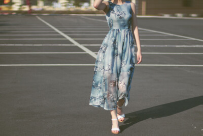 JOPHOND LOU原创设计印花波西米亚长裙时尚连衣裙夏小清新沙滩裙