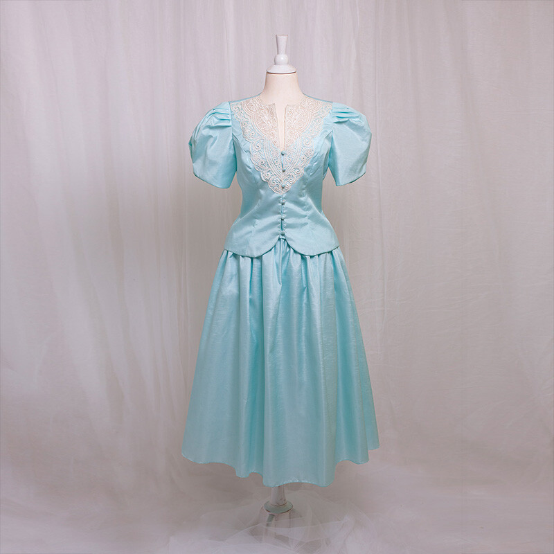 1970s CrinolineIlgwu爱德华天蓝色古董套装 