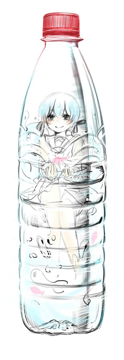 Bottle Miku 瓶初音，矿泉水瓶(≥3≤)
水系，水蓝。