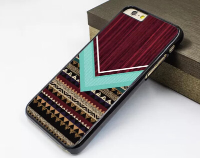 Wood geometric Aztec design iPhone case