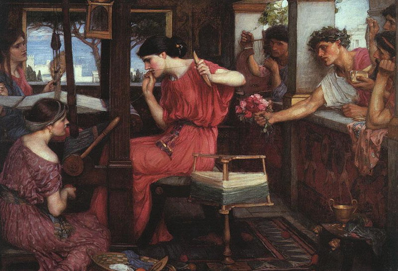 约翰·威廉姆·沃特豪斯(John William Waterhouse)(1849年4月6日--1917年2月10日)是英国前拉斐尔派画家。帕涅罗帕和求婚者