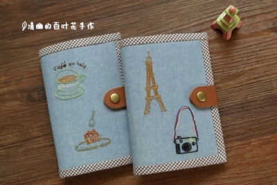 [美好旅行]原创设计手工刺绣 巴黎杂货风布艺护照包 多功能护照夹