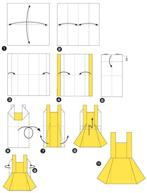 折纸。手工。服装类の背带连衣裙。DIY。