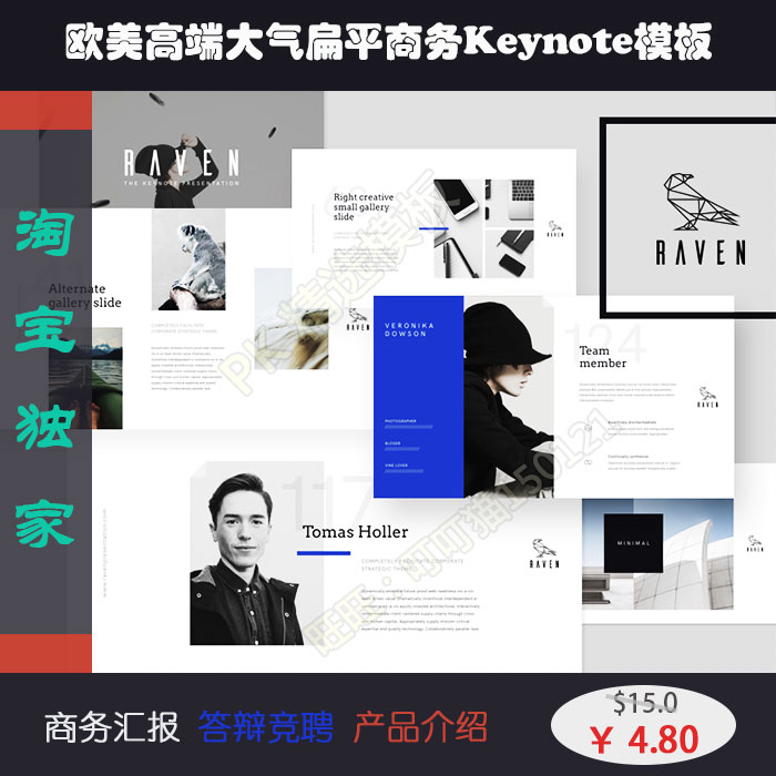 Raven欧美高端商务公司宣传项目团队介绍动画答辩Keynote模板2010-淘宝网