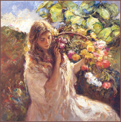 女子若水，静时轻柔静凉，动时风生水起。【西班牙 Jose Royo 写实油画】