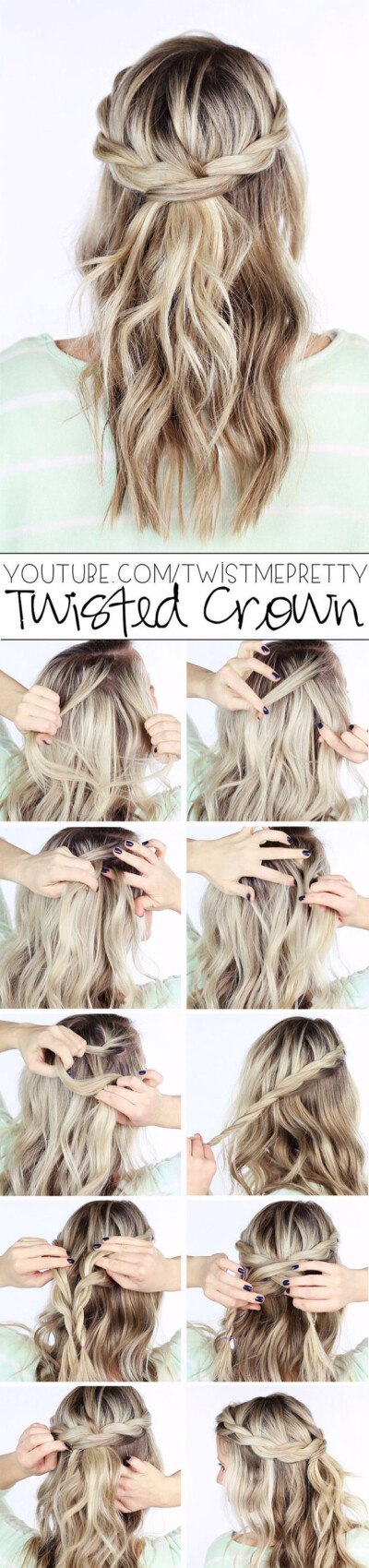 编发，发型，造型，美发. Twisted Crown Hair-do.