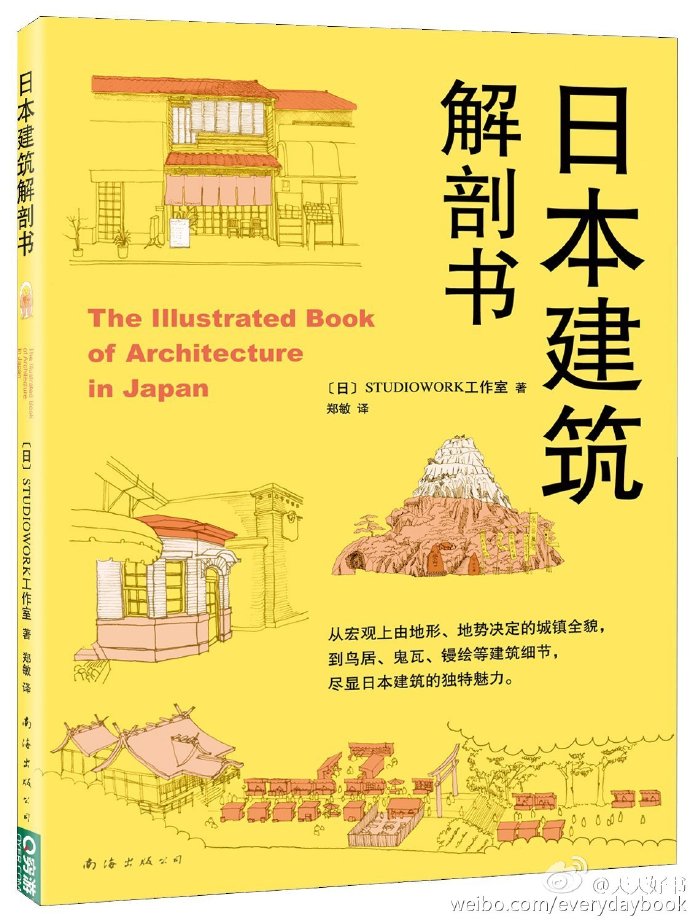 【新书】《日本建筑解剖书》是一本介绍日本建筑概况的书籍。经过江户至昭和时期的大发展，如今的日本建筑融合了中、日、西三种元素，将传统与现代完美结合，看似寻常的建筑其实都经过了精心的设计。日本STUDIOWORK工作室的六位建筑师以手绘插图及文字的方式，介绍铭刻着各个时期的独特风貌的日本建筑。