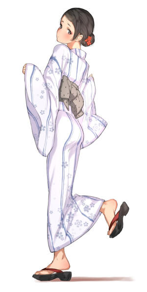 二次元插画高清古风古装和服少女P站