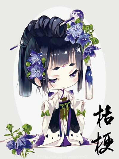 花朵拟人，桔梗，?；ǎ?，绣球，蜀葵，蒲公英，三色堇，矢车菊，插画作品