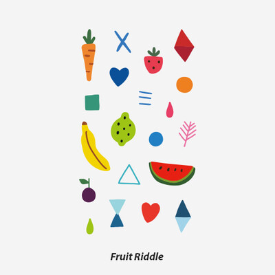 NEUF弗 新款防水纹身贴《蔬果谜语》彩色几何图案 夏天水果 大张
