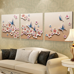 现代简约正品沙发背景墙画现代装饰画立体浮雕画无框画挂画三联画