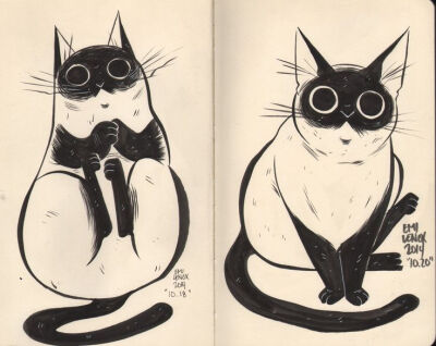 Hilariously Adorable Cat Drawings by Emi Lenox