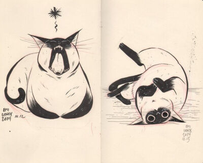 Hilariously Adorable Cat Drawings by Emi Lenox