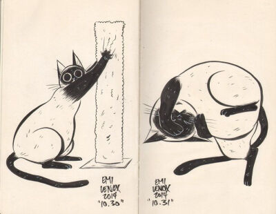 Hilariously Adorable Cat Drawings by Emi Lenox